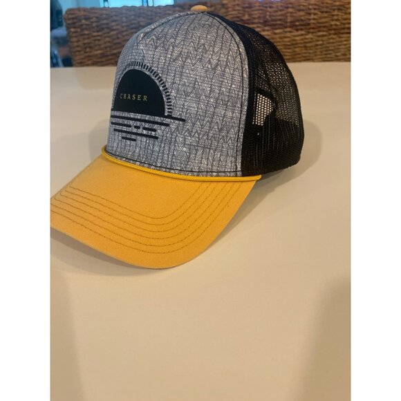 Yellow & Black Prana Trucker Hat With "Chaser" Print Mesh Back Adjustable Snapba - Picture 2 of 6
